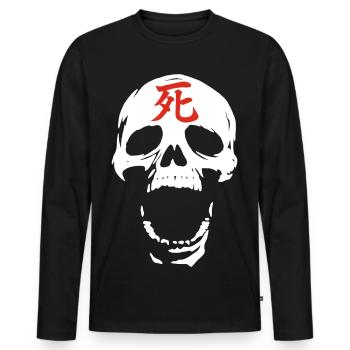 Der weiße Schädel und der rote Tod - Männer Premium Bio Langarmshirt - Schwarz - Vorne - Nico (187cm)
