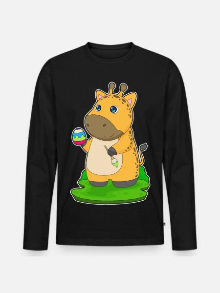Giraffe Ostern Malen - Männer Premium Bio Langarmshirt - Schwarz