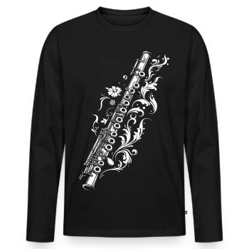 Flöte Zeichnung - Männer Premium Bio Langarmshirt - Schwarz - Vorne - Nico (187cm)