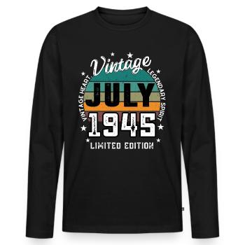 Retro 80 Years Old Vintage June 1945 80th Birthday - T-shirt manches longues Premium bio Homme - noir - Devant - Nico (187cm)