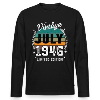 Retro 79 Jahre alt Vintage Juli 1946 79. Geburtstag - Männer Premium Bio Langarmshirt - Schwarz - Vorne - Nico (187cm)