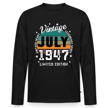Retro 78 Jahre alt Jahrgang JULI 1947 78. Geburtstag - Männer Premium Bio Langarmshirt - Schwarz - Vorne - Nico (187cm)