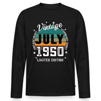 Retro 75 Years Old Vintage July 1950 75th Birthday - Men's Premium Organic Long Sleeve Shirt - black - Front - Nico (187cm)