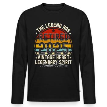 Legende hat sich zurückgezogen 2025 JAHRGANG RUHESTAND 2025 - Männer Premium Bio Langarmshirt - Schwarz - Vorne - Nico (187cm)