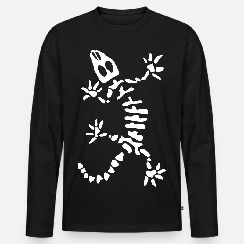 Gecko Skelett: Echse, Reptil & Knochen - Männer Premium Bio Langarmshirt - Schwarz