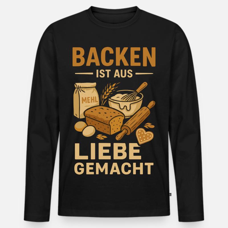 Backen Liebe Gemacht - Männer Premium Bio Langarmshirt - Schwarz