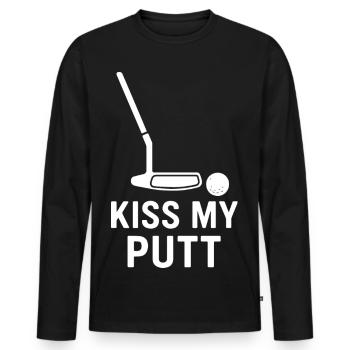 Kiss My Putt Golf Humor Golfer Fun Design - Men's Premium Organic Long Sleeve Shirt - black - Front - Nico (187cm)
