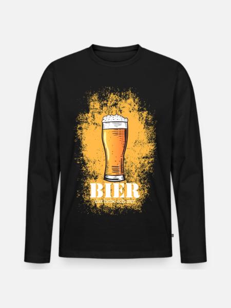 Bierliebe Glasdesign Bier Glas - Männer Premium Bio Langarmshirt - Schwarz