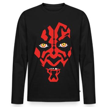Star Wars Rotes Sith-Gesicht  - Männer Premium Bio Langarmshirt - Schwarz - Vorne - Nico (187cm)