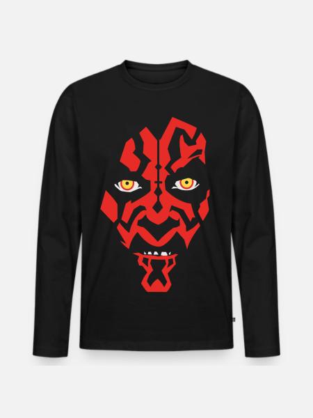 Star Wars Rotes Sith-Gesicht  - Männer Premium Bio Langarmshirt - Schwarz