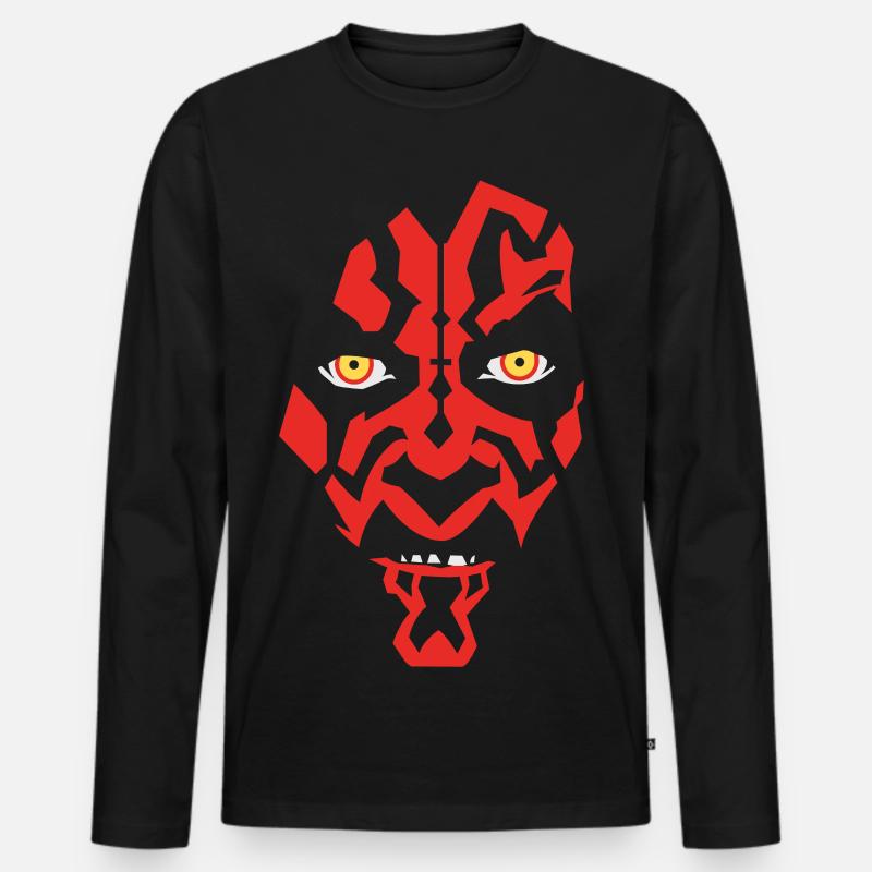 Star Wars Rotes Sith-Gesicht  - Männer Premium Bio Langarmshirt - Schwarz