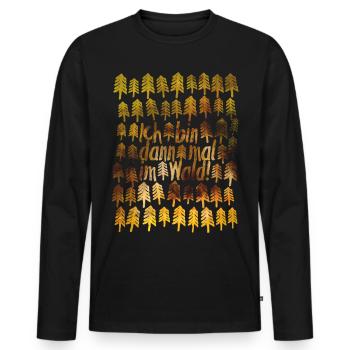 Ich bin im WALD | übernachten Outdoor schlafen - Männer Premium Bio Langarmshirt - Schwarz - Vorne - Nico (187cm)