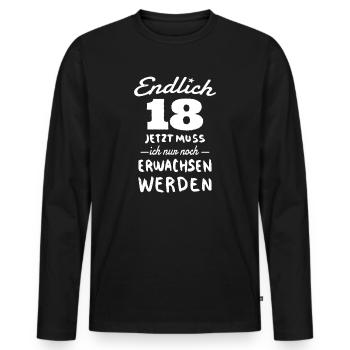18 Geburtstag - Männer Premium Bio Langarmshirt - Schwarz - Vorne - Nico (187cm)