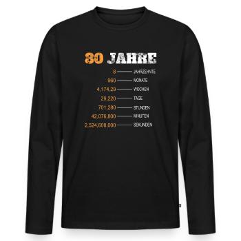 80 Geburtstag 80 Jahre 80er Geburtstag Geschenk - Männer Premium Bio Langarmshirt - Schwarz - Vorne - Nico (187cm)