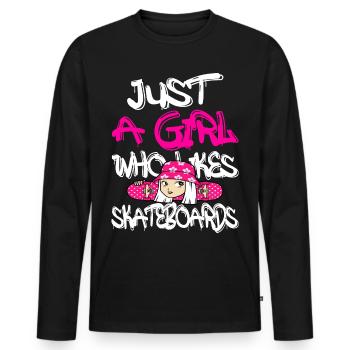Skateboard Skater Skateboarding Gift - Men's Premium Organic Long Sleeve Shirt - black - Front - Nico (187cm)