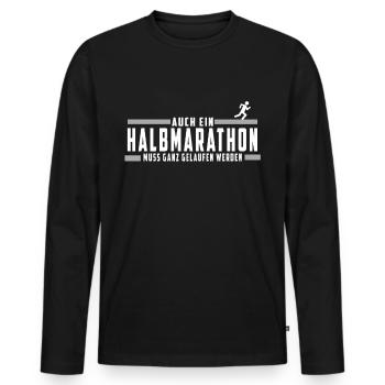 Demi-marathon - Coureurs - T-shirt manches longues Premium bio Homme - noir - Devant - Nico (187cm)