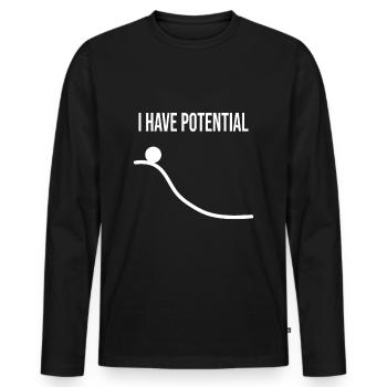 I HAVE POTENTIAL - Männer Premium Bio Langarmshirt - Schwarz - Vorne - Nico (187cm)