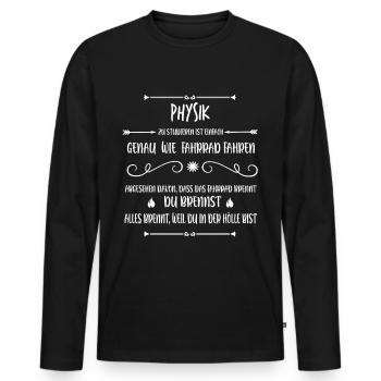 Physikstudent Physik Student | lustiger Spruch - Männer Premium Bio Langarmshirt - Schwarz - Vorne - Nico (187cm)