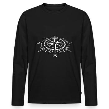 Voile | Marin cadeau | Cadeau voile drôle - T-shirt manches longues Premium bio Homme - noir - Devant - Nico (187cm)