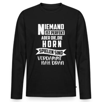 De la musique de soufflage | Musikverein | Cadeau musicien - T-shirt manches longues Premium bio Homme - noir - Devant - Nico (187cm)