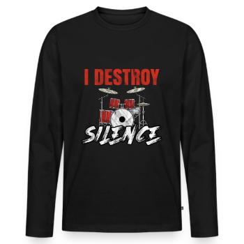 Schlagzeug Musik Drum'n'bass Drumset Becken Rock - Männer Premium Bio Langarmshirt - Schwarz - Vorne - Nico (187cm)