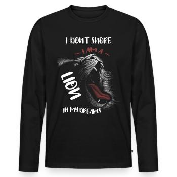 Ronflement drôle disant que je ne ronfle pas le lion - T-shirt manches longues Premium bio Homme - noir - Devant - Nico (187cm)