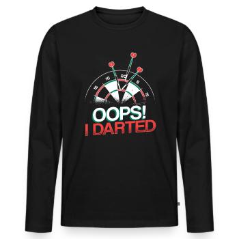 Oops I Darted Lustiges Dartspieler - Männer Premium Bio Langarmshirt - Schwarz - Vorne - Nico (187cm)