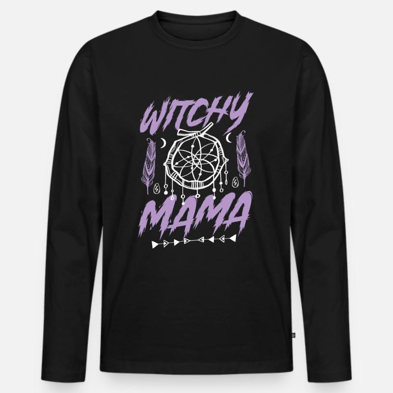 Witchy Mama Halloween Hexen - Männer Premium Bio Langarmshirt - Schwarz