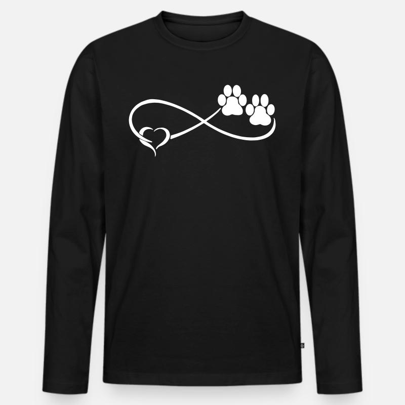 Hundepfote mit Herz - Männer Premium Bio Langarmshirt - Schwarz
