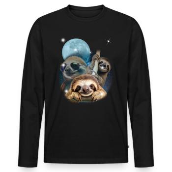 Weltraum Faultiere - Müde, Teenager, Faultier - Männer Premium Bio Langarmshirt - Schwarz - Vorne - Nico (187cm)
