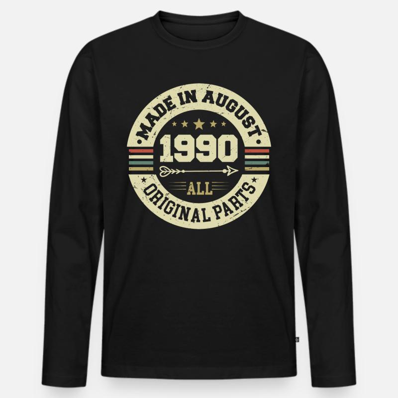 August 1990 Geburtstagsgeschenk August 1990 August - Männer Premium Bio Langarmshirt - Schwarz