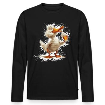 Bière de canard drôle - T-shirt manches longues Premium bio Homme - noir - Devant - Nico (187cm)