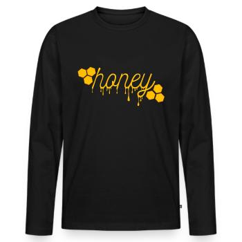 Honig Shirt ● fliessender Honig ● Geschenk - Männer Premium Bio Langarmshirt - Schwarz - Vorne - Nico (187cm)