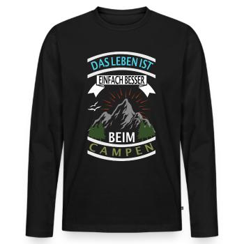 DAS LEBEN IST EINFACH BESSER BEIM CAMPEN - Camping - Männer Premium Bio Langarmshirt - Schwarz - Vorne - Nico (187cm)