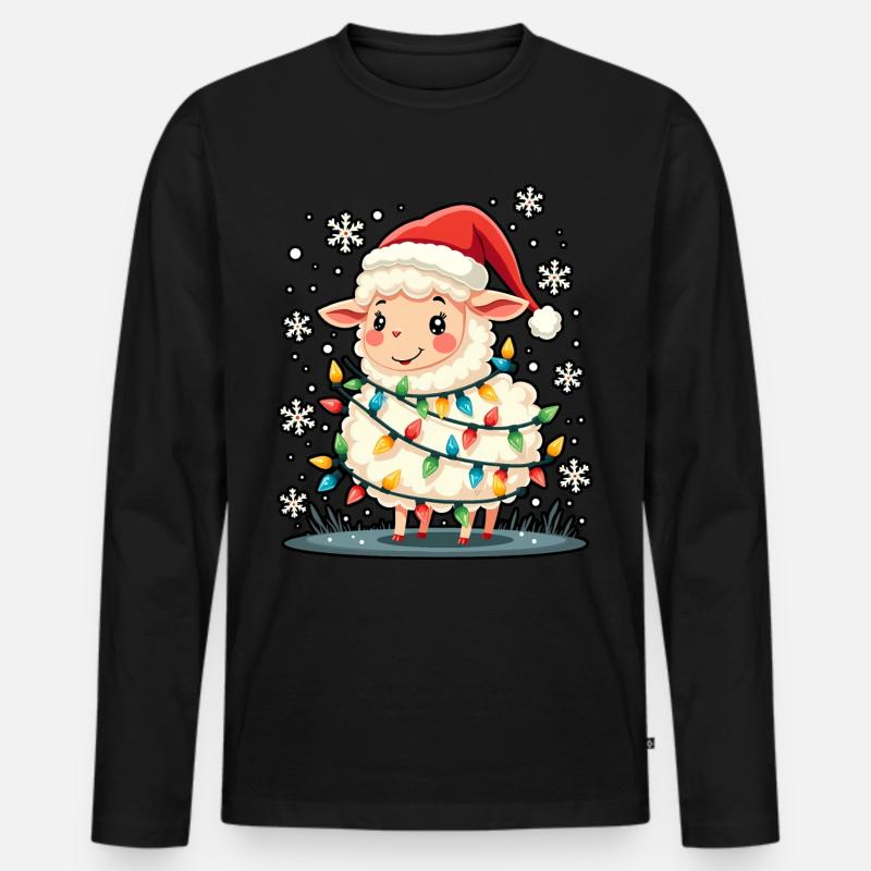 Weihnachtsschaf - Männer Premium Bio Langarmshirt - Schwarz