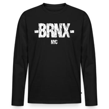 BRONX NYC - T-shirt manches longues Premium bio Homme - noir - Devant - Nico (187cm)