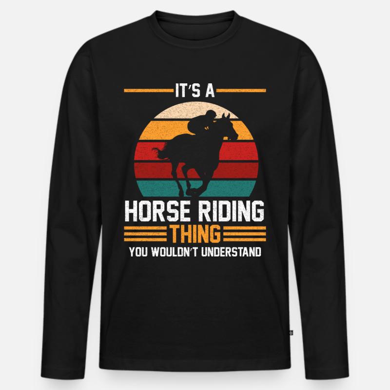 Reiten Lehrer Geschenk - Männer Premium Bio Langarmshirt - Schwarz