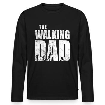 The walking dog - Dog pulls while walking - Men's Premium Organic Long Sleeve Shirt - black - Front - Nico (187cm)