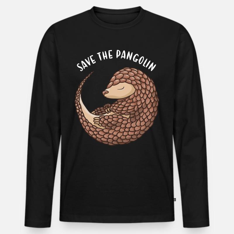 Save The Pangolin Pangolin - Männer Premium Bio Langarmshirt - Schwarz