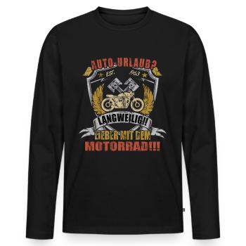 Lieber mit dem Motorrad - Biker - Männer Premium Bio Langarmshirt - Schwarz - Vorne - Nico (187cm)