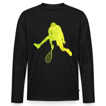 Tennisspieler Tennisschläger Tennisplatz Geschenk - Männer Premium Bio Langarmshirt - Schwarz - Vorne - Nico (187cm)