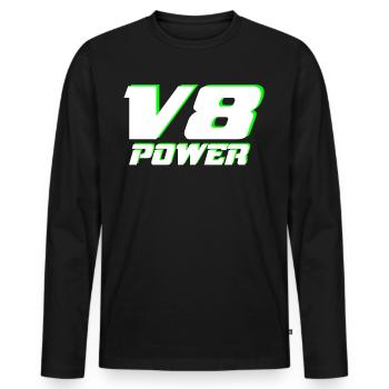 V8 - Männer Premium Bio Langarmshirt - Schwarz - Vorne - Nico (187cm)