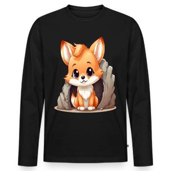 Niedlicher Kawaii-Fuchs zum Liebhaber von Anime und Manga - Männer Premium Bio Langarmshirt - Schwarz - Vorne - Nico (187cm)