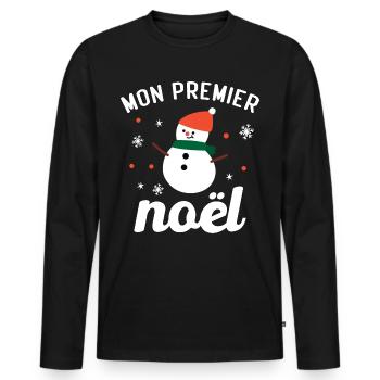 Mon premier noël - T-shirt manches longues Premium bio Homme - noir - Devant - Nico (187cm)