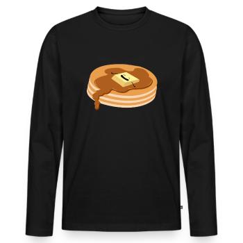 Crêpes au beurre et au sirop - T-shirt manches longues Premium bio Homme - noir - Devant - Nico (187cm)