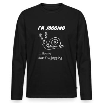 Laufen Joggen Geschenk für Marathon Läufer - Männer Premium Bio Langarmshirt - Schwarz - Vorne - Nico (187cm)