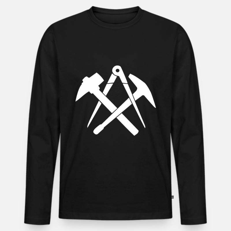 Dachdecker Handwerkszeichen Zunftzeichen - Männer Premium Bio Langarmshirt - Schwarz