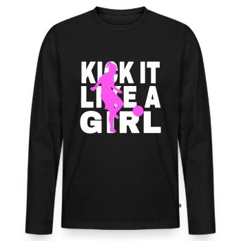 Football femmes Football féminin Proverbe - T-shirt manches longues Premium bio Homme - noir - Devant - Nico (187cm)
