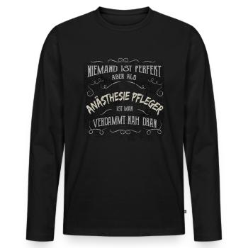 Anaesthesie Pfleger lustiger Spruch Anästhesie - Männer Premium Bio Langarmshirt - Schwarz - Vorne - Nico (187cm)