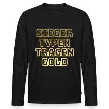 Siegertypen tragen Gold Gewinner Medaille Geschenk - Männer Premium Bio Langarmshirt - Schwarz - Vorne - Nico (187cm)